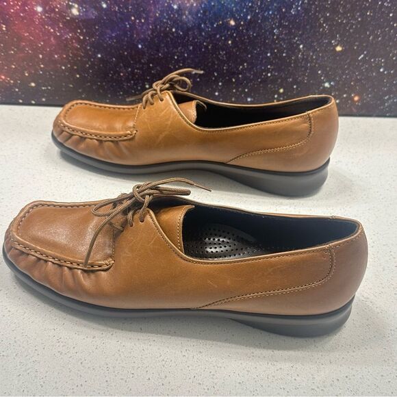 SAS Petra Tan Comfort Moccasin Casual Lace Up Loafer Sz 9 Made in USA - Picture 6 of 8